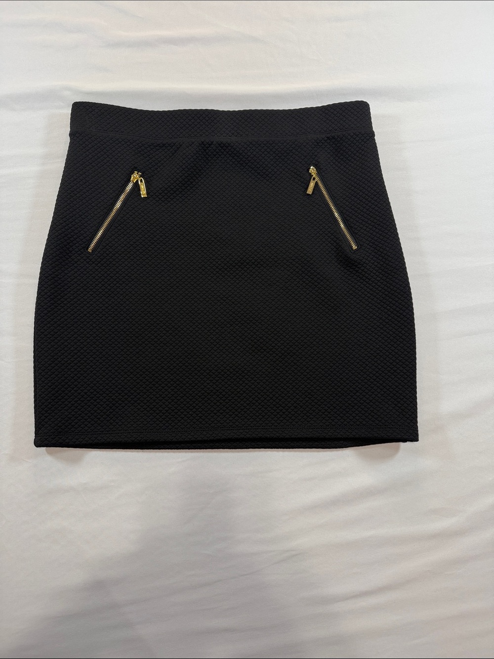 Guess Black Mini Skirt with Gold Zipper Accents Size L
